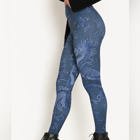 Blackmilk “DRAGON RISING DENIM HWMF LEGGINGS - LIMITED” Size Medium M NWT - Picture 5 of 16